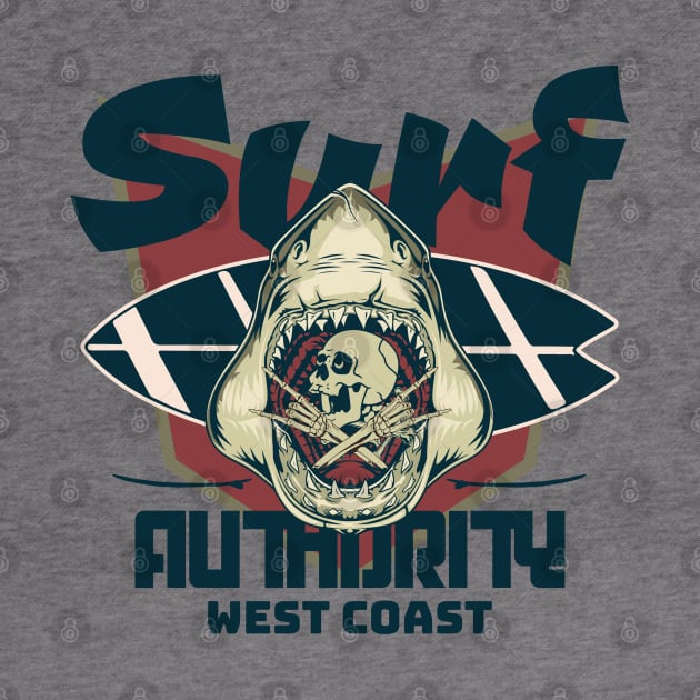 Surf Authority shark skull badge surfboard by SpaceWiz95